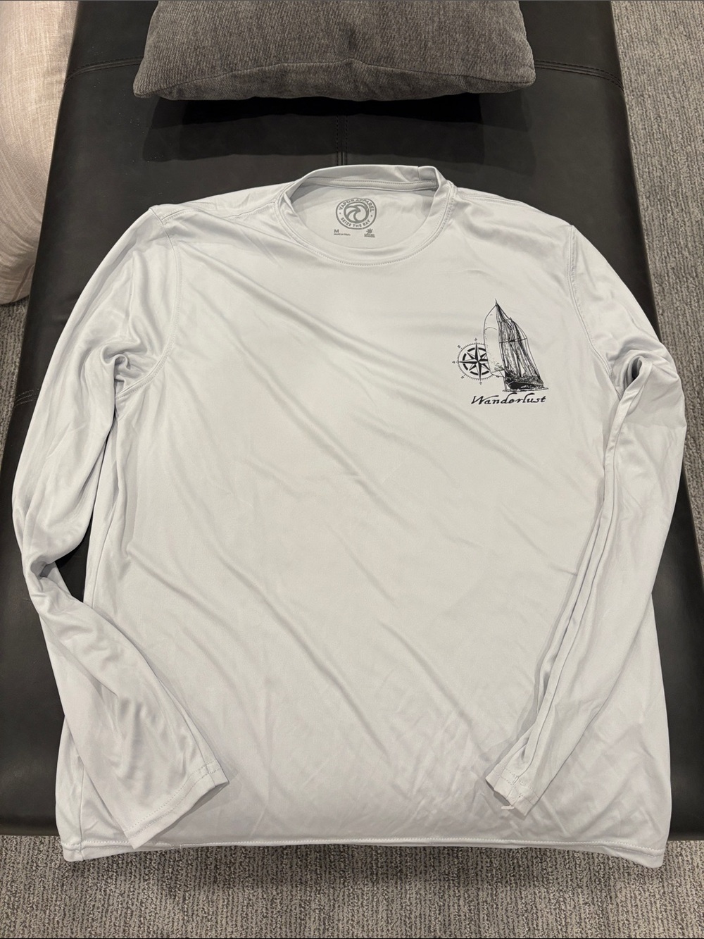 Wanderlust Men’s Long-Sleeve Performance Shirt - Light Gray Sail Graphic